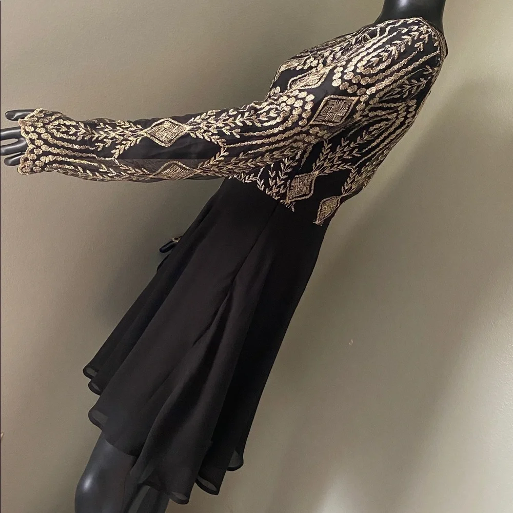 Altar'd State Black Dress with Gold Detailing